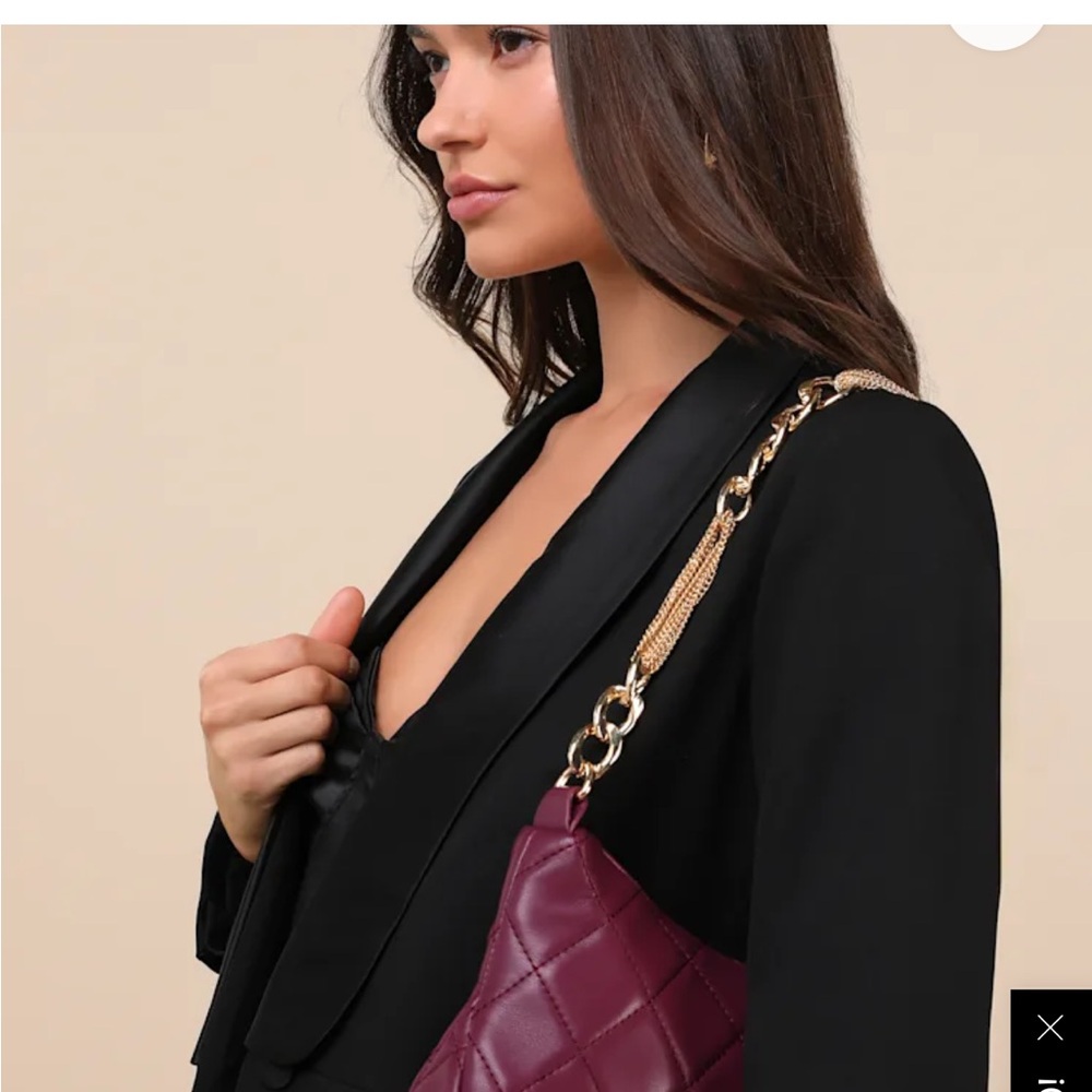 Very nice and high end look Going out Plum quilted shoulder bag with chain - Picture 5 of 9